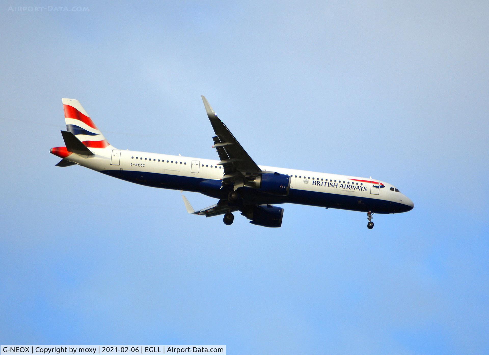 G-NEOX, 2019 Airbus A321-251NX C/N 9162, Airbus A321-251NX on finals to runway 9R at London Heathrow.