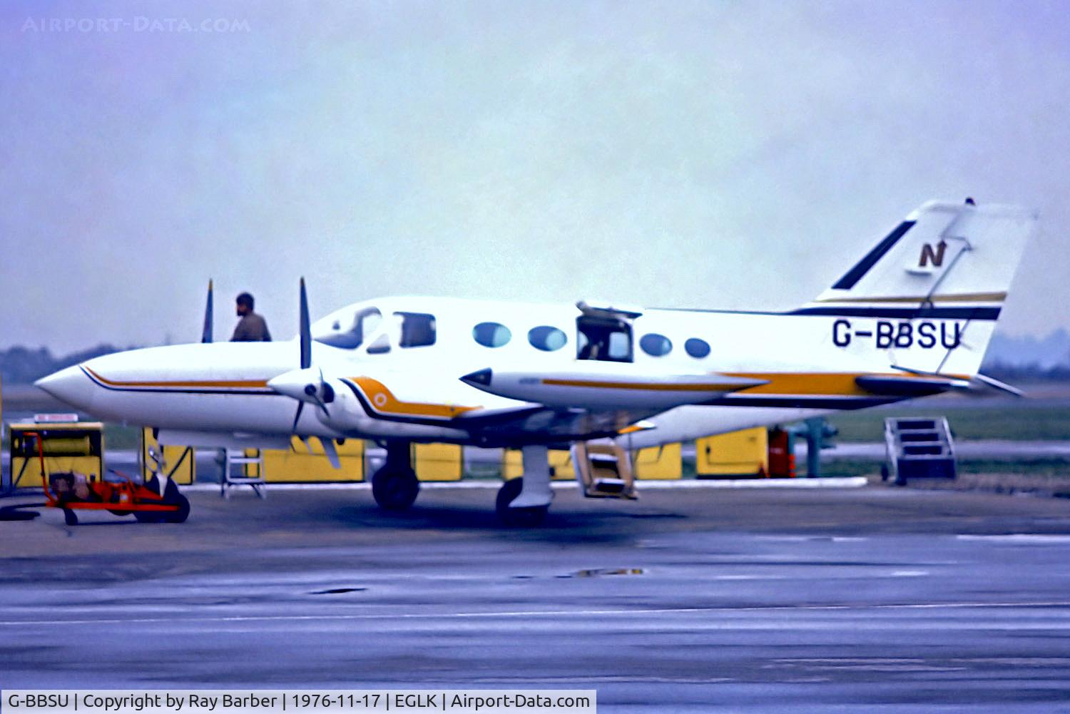 G-BBSU, 1974 Cessna 421B Golden Eagle C/N 421B-0605, G-BBSU   Cessna 421B Golden Eagle [421B-0605] (Norcross Transport) Blackbushe~G 17/11/1976