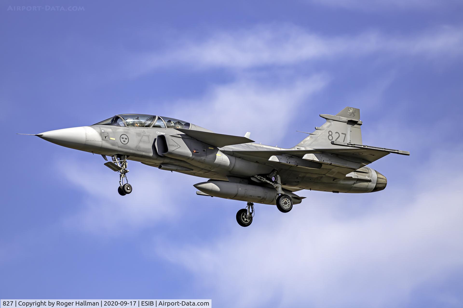 827, Saab JAS-39D Gripen C/N 39827, Arriving at F7 Såtenäs Air Base