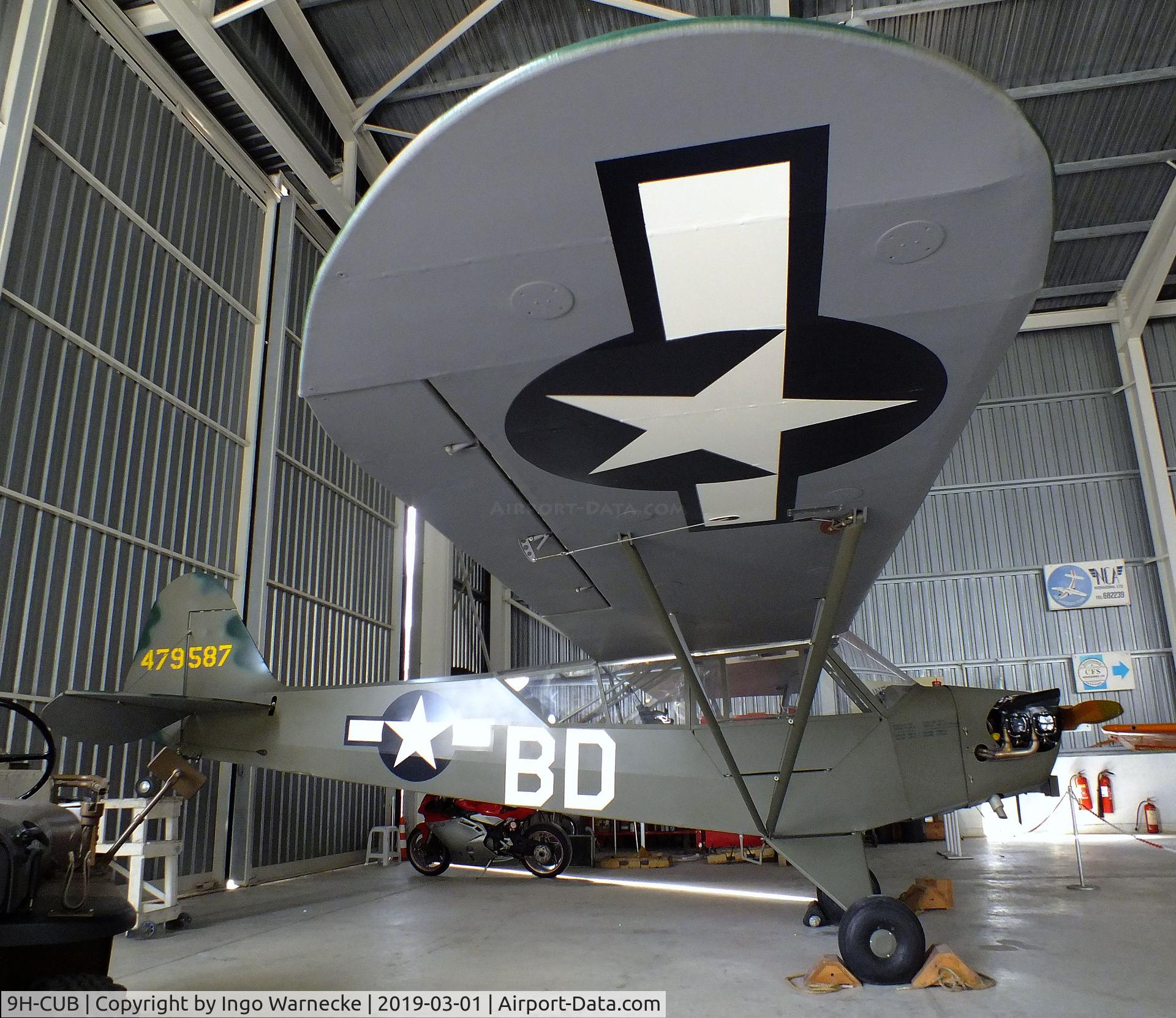9H-CUB, 1944 Piper J3C-65 Cub Cub C/N 11883, Piper J3C-65 Cub (L-4H 'Grashopper' 44-79587) at the Malta Aviation Museum, Ta' Qali