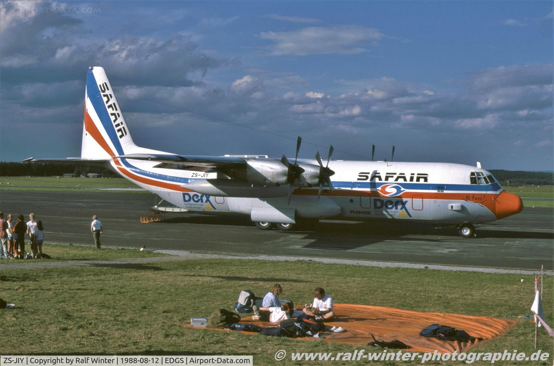 ZS-JIY, 1976 Lockheed L-100-30 Hercules (L-382G) C/N 382-4691, Lockheed L-100-30 Hercules L-382G - SA FSR Safair 'DERX' - 382-4691 - ZS-JIY- 12.08.1988 - EDGS