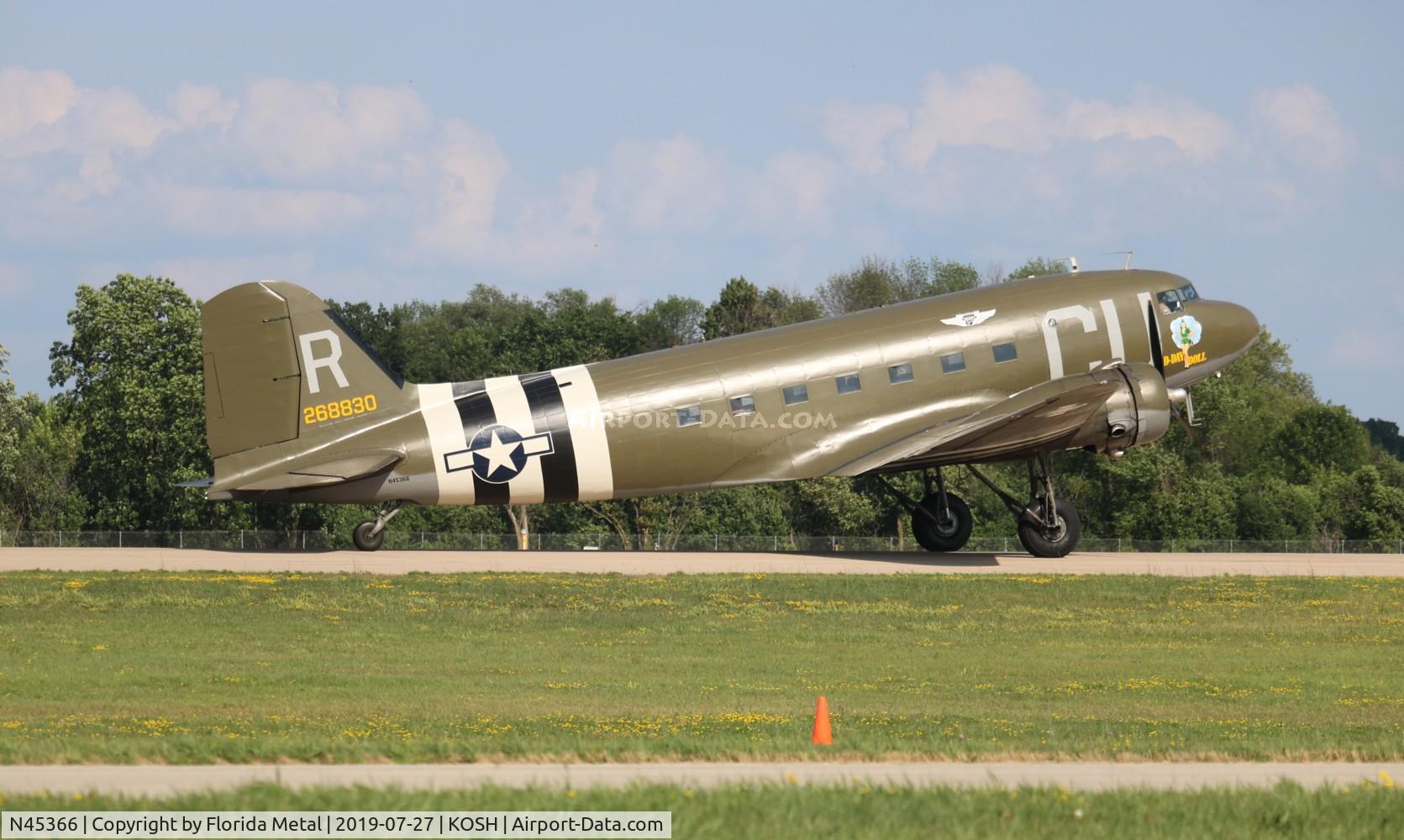 N45366, 1943 Douglas C-53D-DO Skytrooper (DC-3A) C/N 11757, EAA OSH 2019
