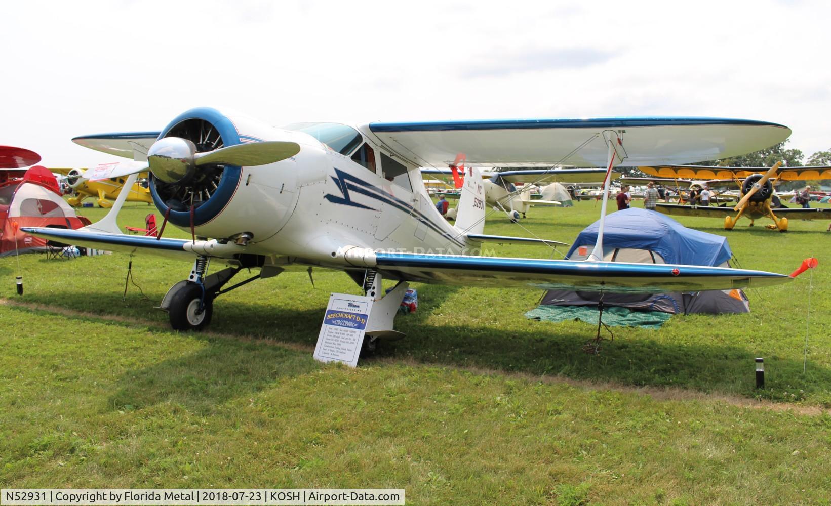 N52931, 1943 Beech D17S Staggerwing C/N 4833, EAA OSH 2018