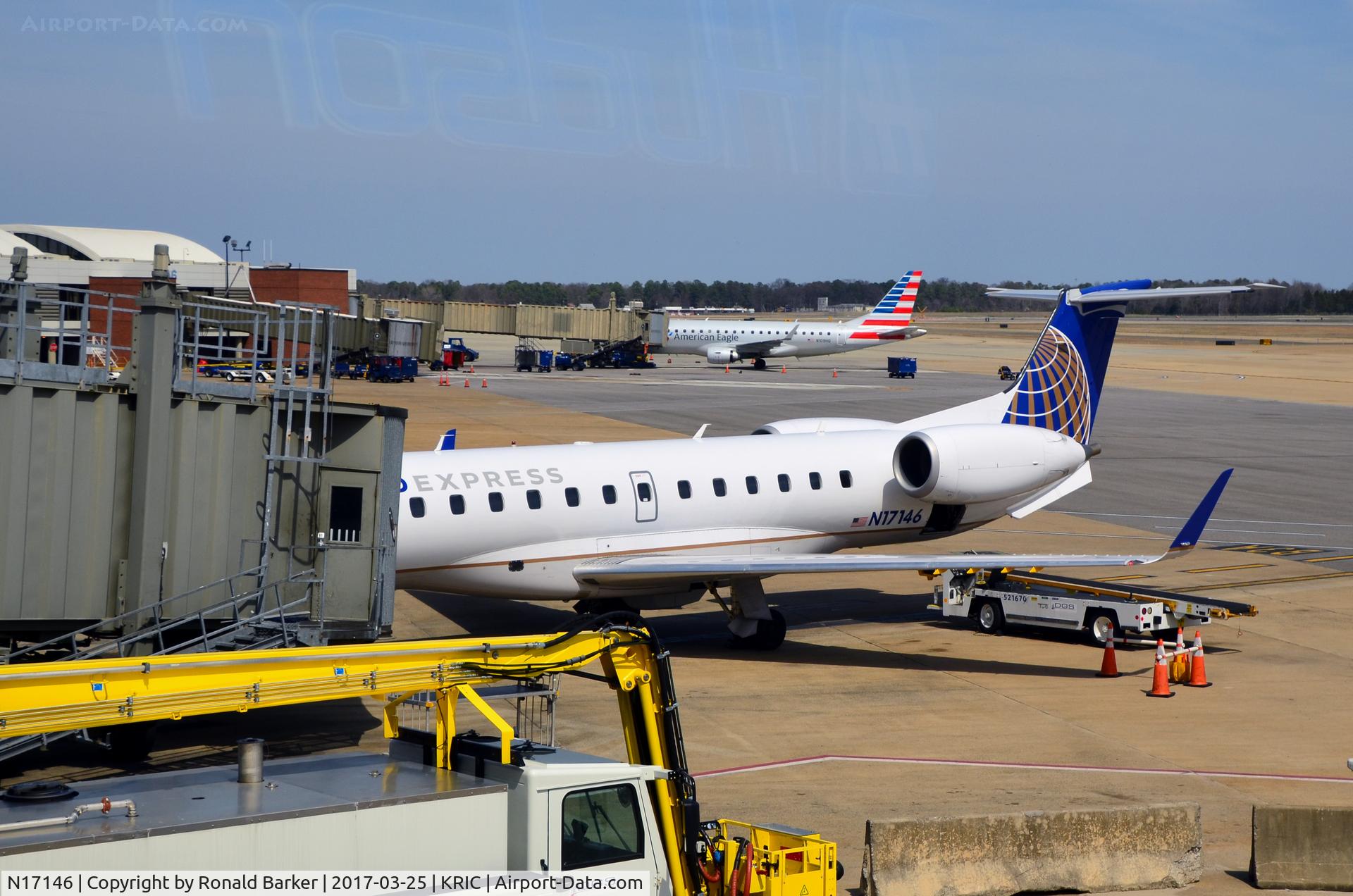N17146, 2003 Embraer ERJ-145XR (EMB-145XR) C/N 145746, At the gate Richmond