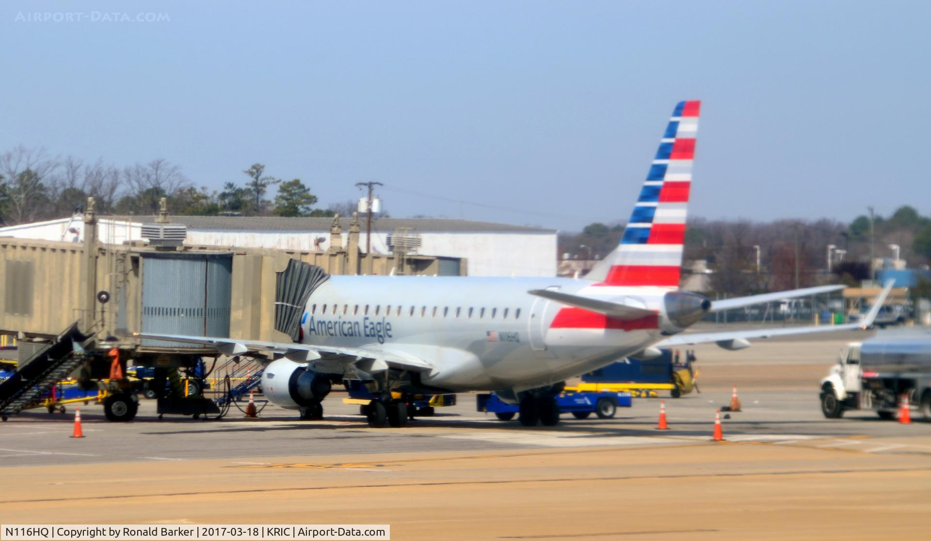 N116HQ, 2007 Embraer 175LR (ERJ-170-200LR) C/N 17000183, At the gate Richmond