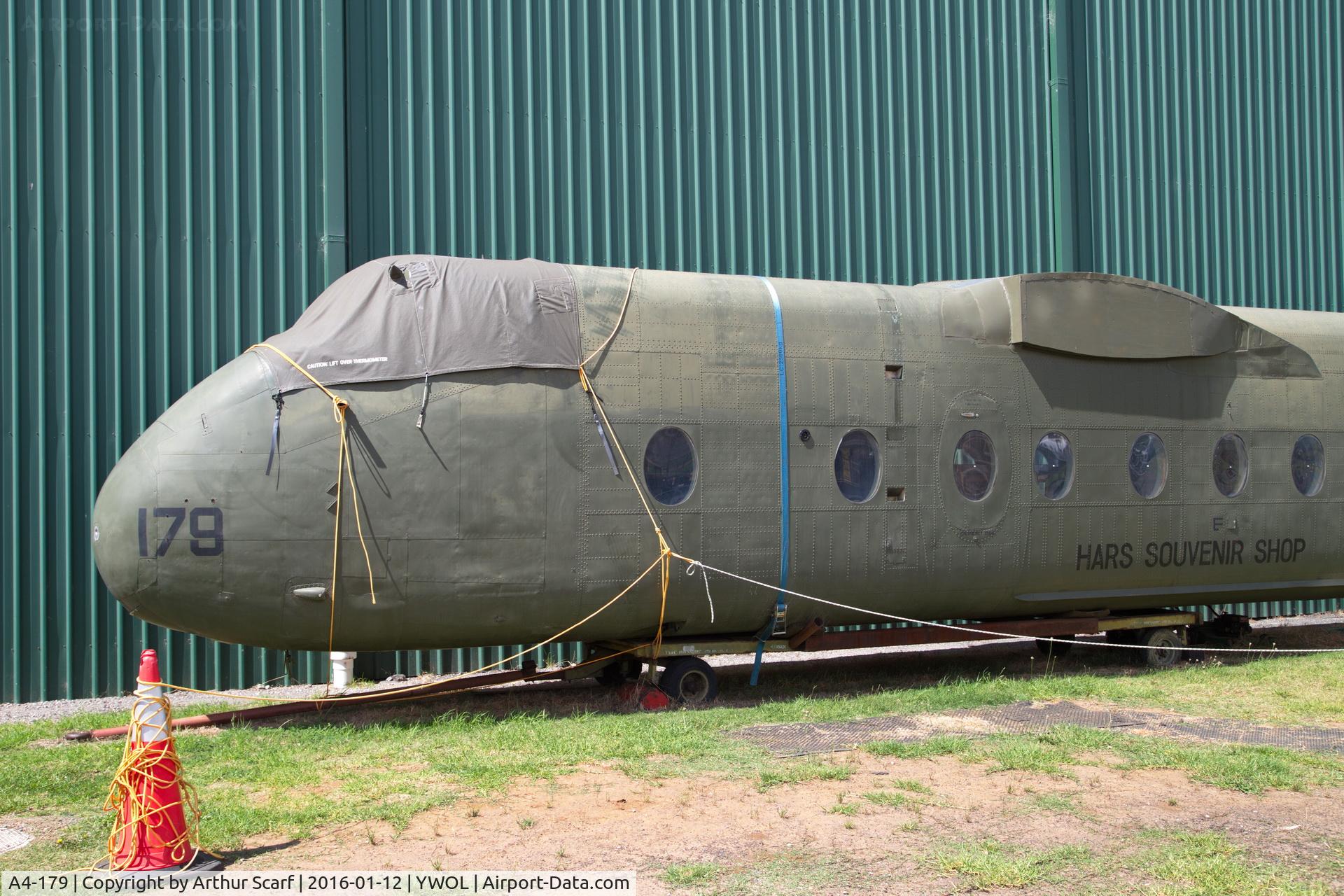 A4-179, De Havilland Canada DHC-4A Caribou C/N 179, HARS Albion Park NSW - Fuselage used as a Souvenir Shop.