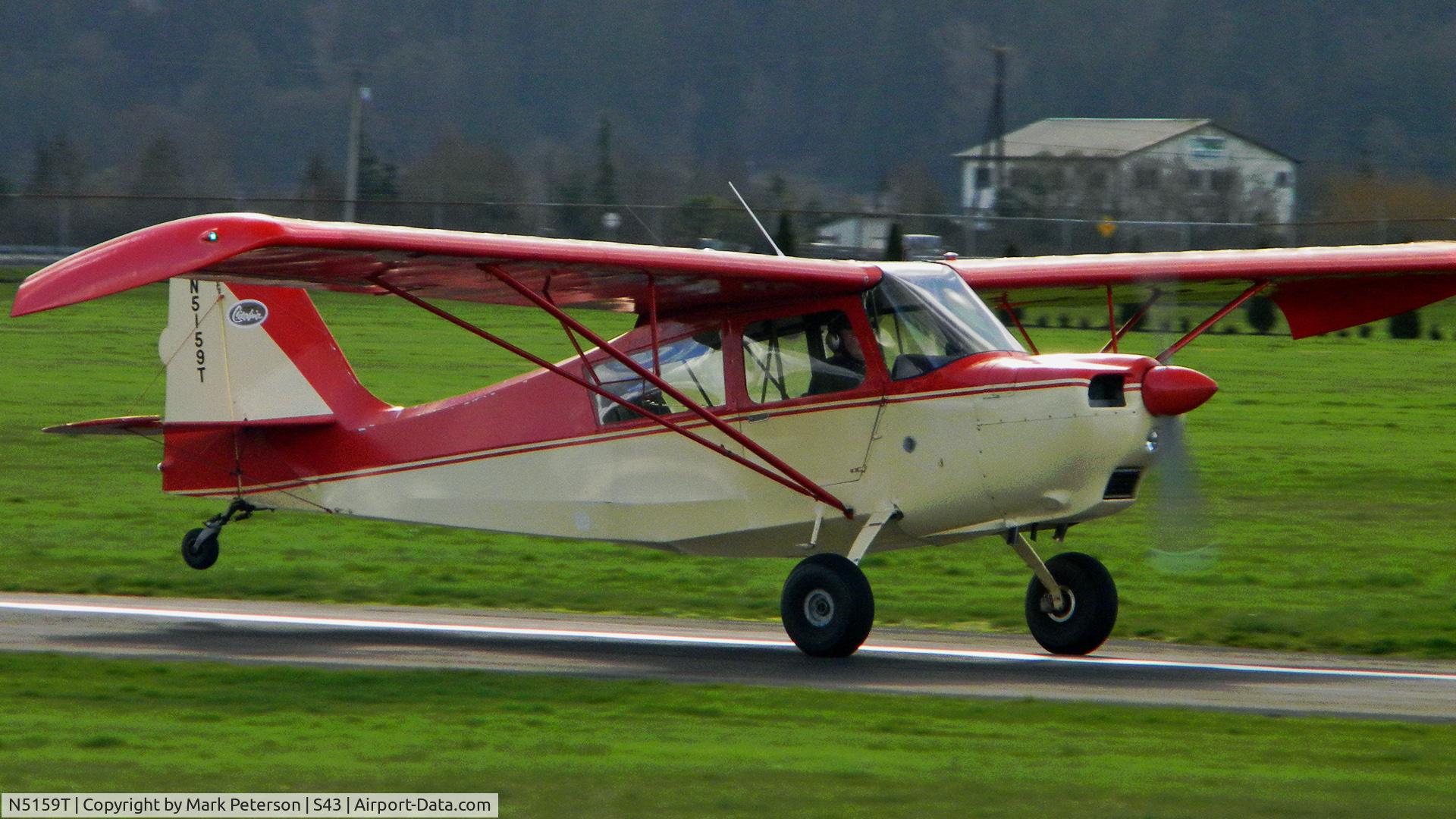 N5159T, 1967 Champion 7ECA Citabria C/N 189, Takeoff roll at Harvey Field, Snohomish, WA