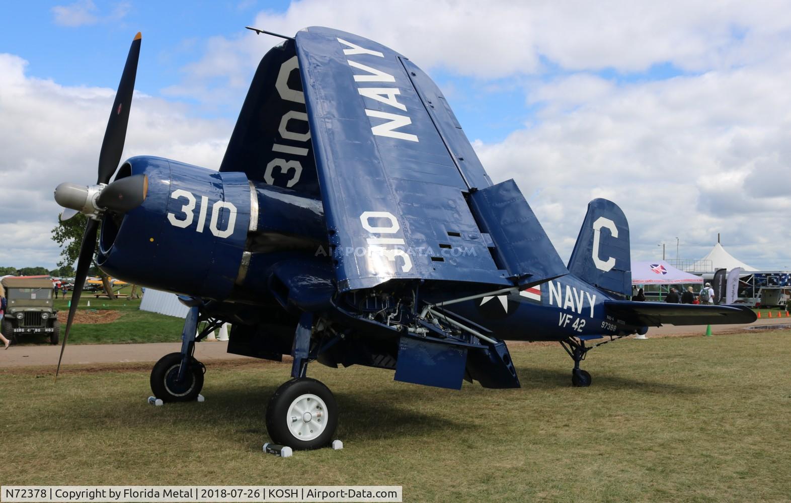 N72378, 1946 Vought F4U-4 Corsair C/N 9542, EAA OSH 2018