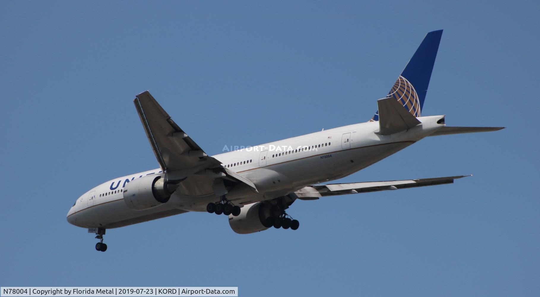 N78004, 1998 Boeing 777-224 C/N 27580, ORD spotting 2019
