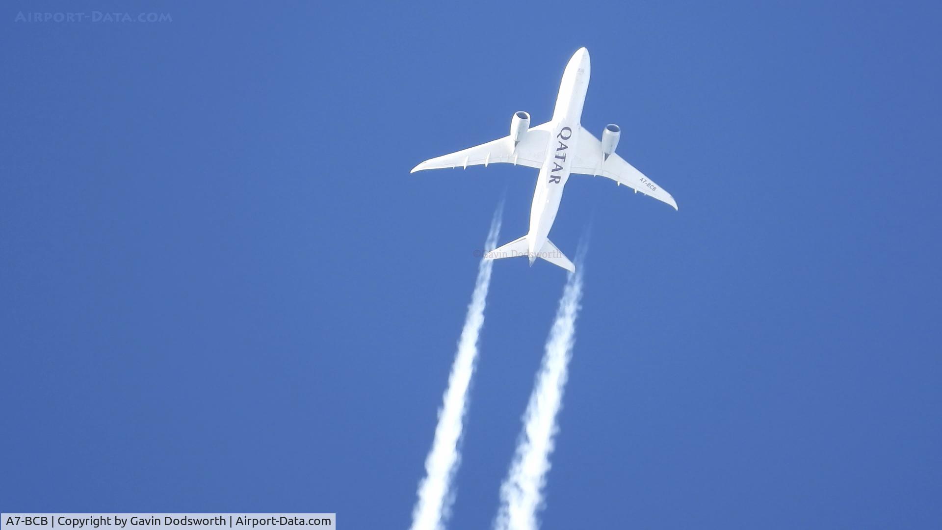 A7-BCB, 2012 Boeing 787-8 Dreamliner Dreamliner C/N 38320, Flying over Darlington on Tuesday 9th February 2021