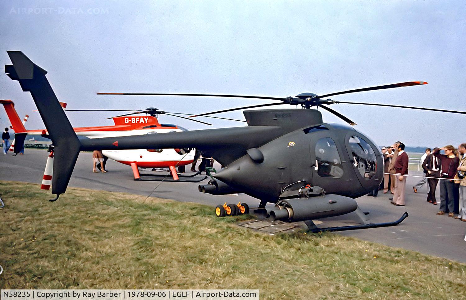 N58235, Hughes 500MD Defender (369MD) C/N 75-0323D, N58235   Hughes 500MD Defender [75-0323D] Farnborough~G 06/09/1978