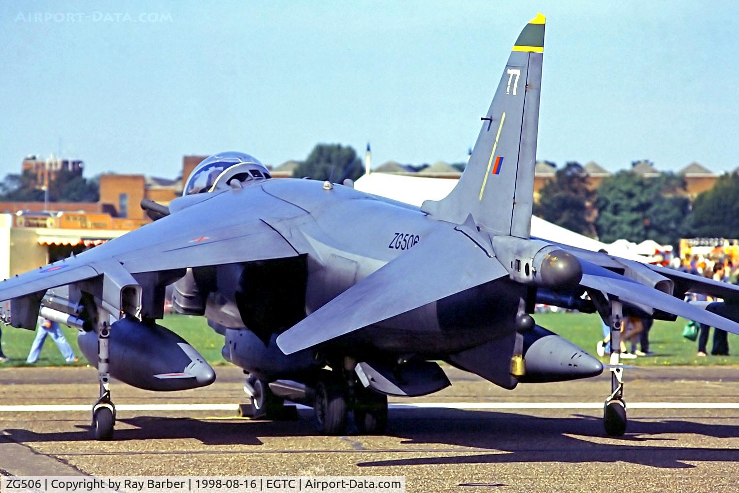 ZG506, British Aerospace Harrier GR.7 C/N P77, ZG506   BAe Harrier GR.7 [P77] (Royal Air Force) Cranfield~G 16/08/1998