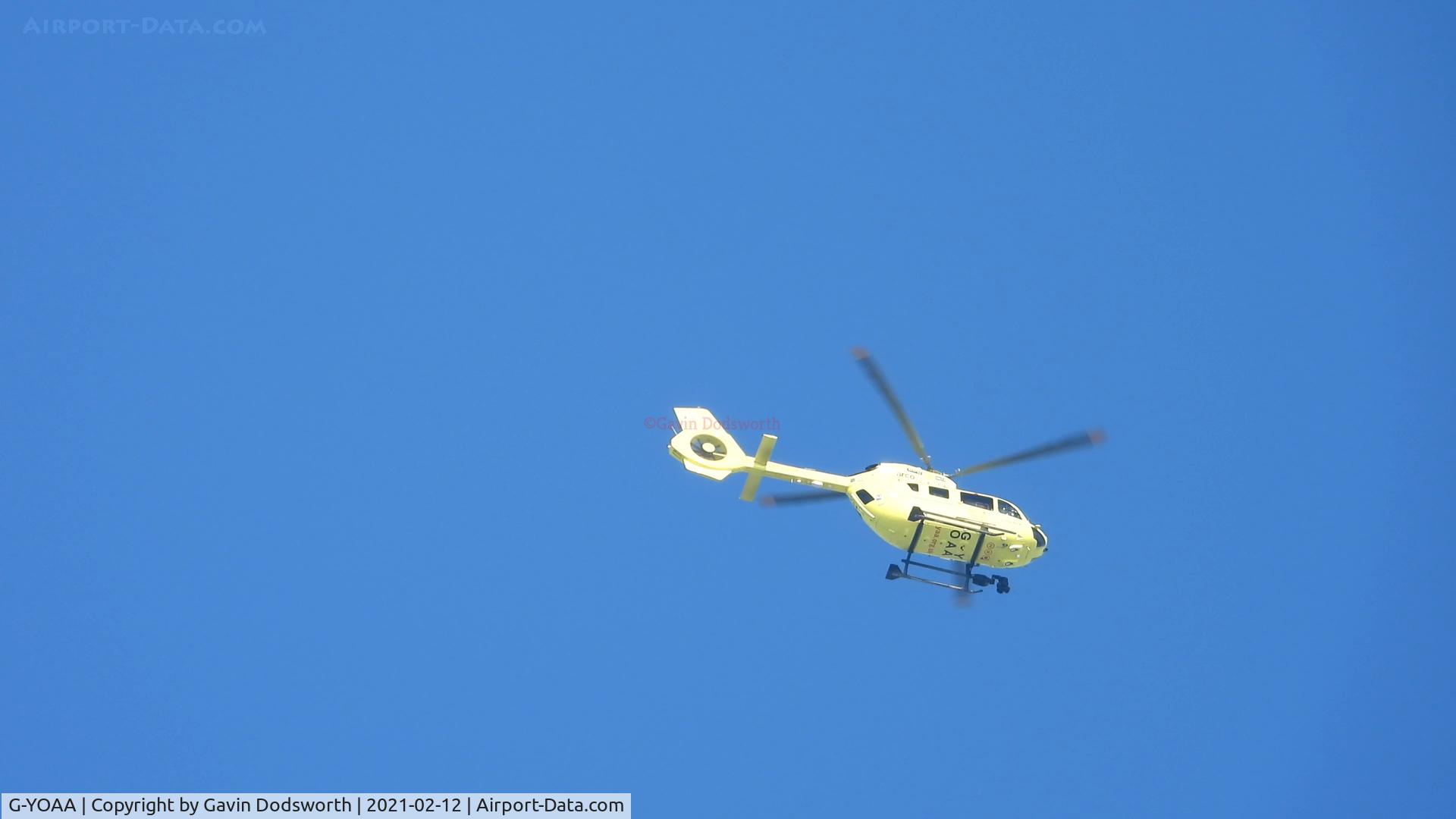 G-YOAA, 2016 Airbus Helicopters H-145 (BK-117D-2) C/N 20086, Over Darlington on Friday 12th February whilst undertaking crew training.