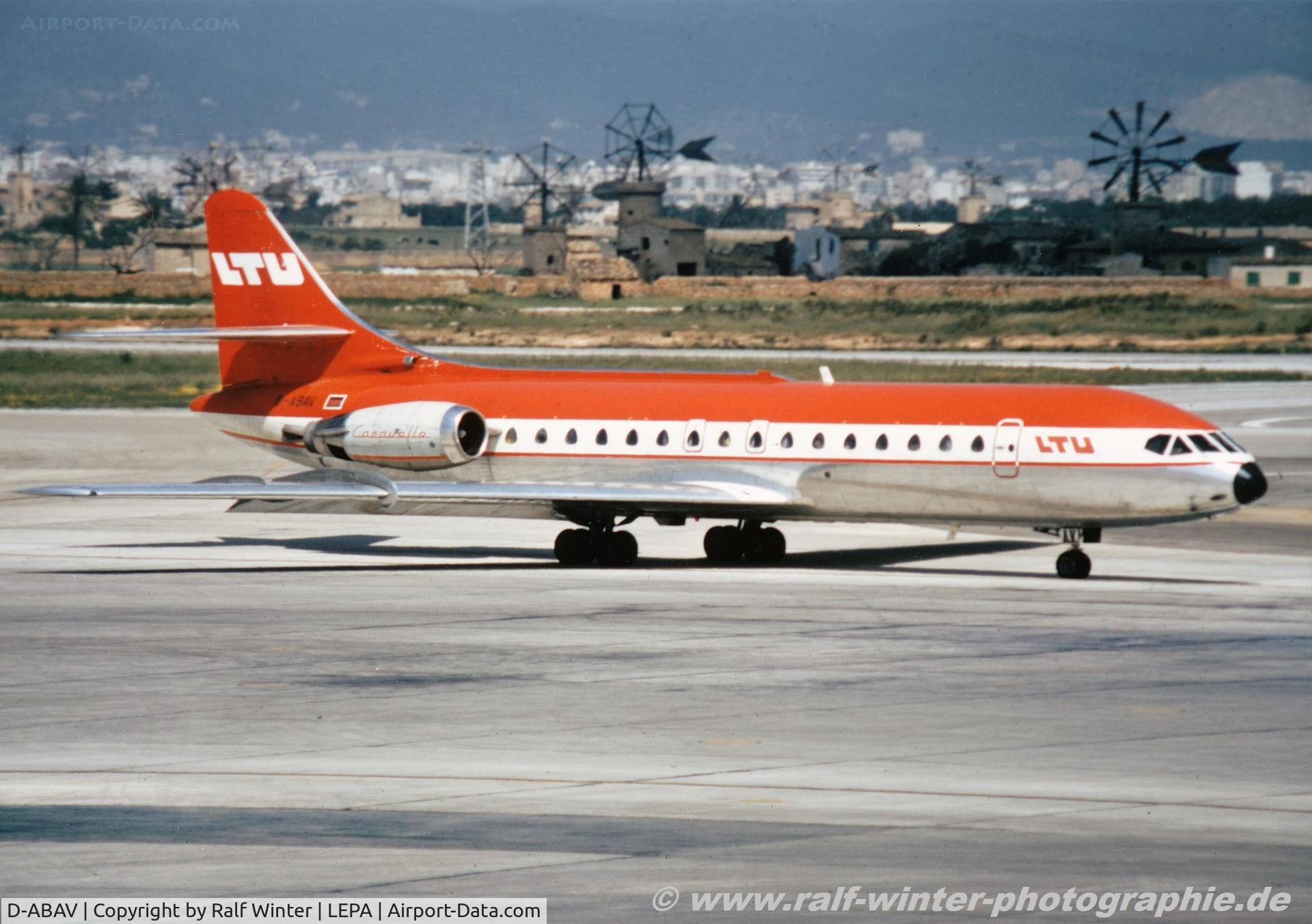 D-ABAV, 1968 Sud Aviation SE-210 Caravelle 10B1R C/N 243, Sud Aviation SE-210 Caravelle 10R - LTU - 243 - D-ABAV - 05.1972 - PMI