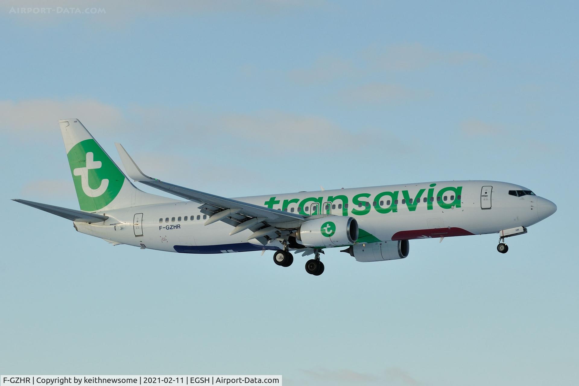 F-GZHR, 2015 Boeing 737-8K2 C/N 43913, Arriving at Norwich from Paris, Orly.