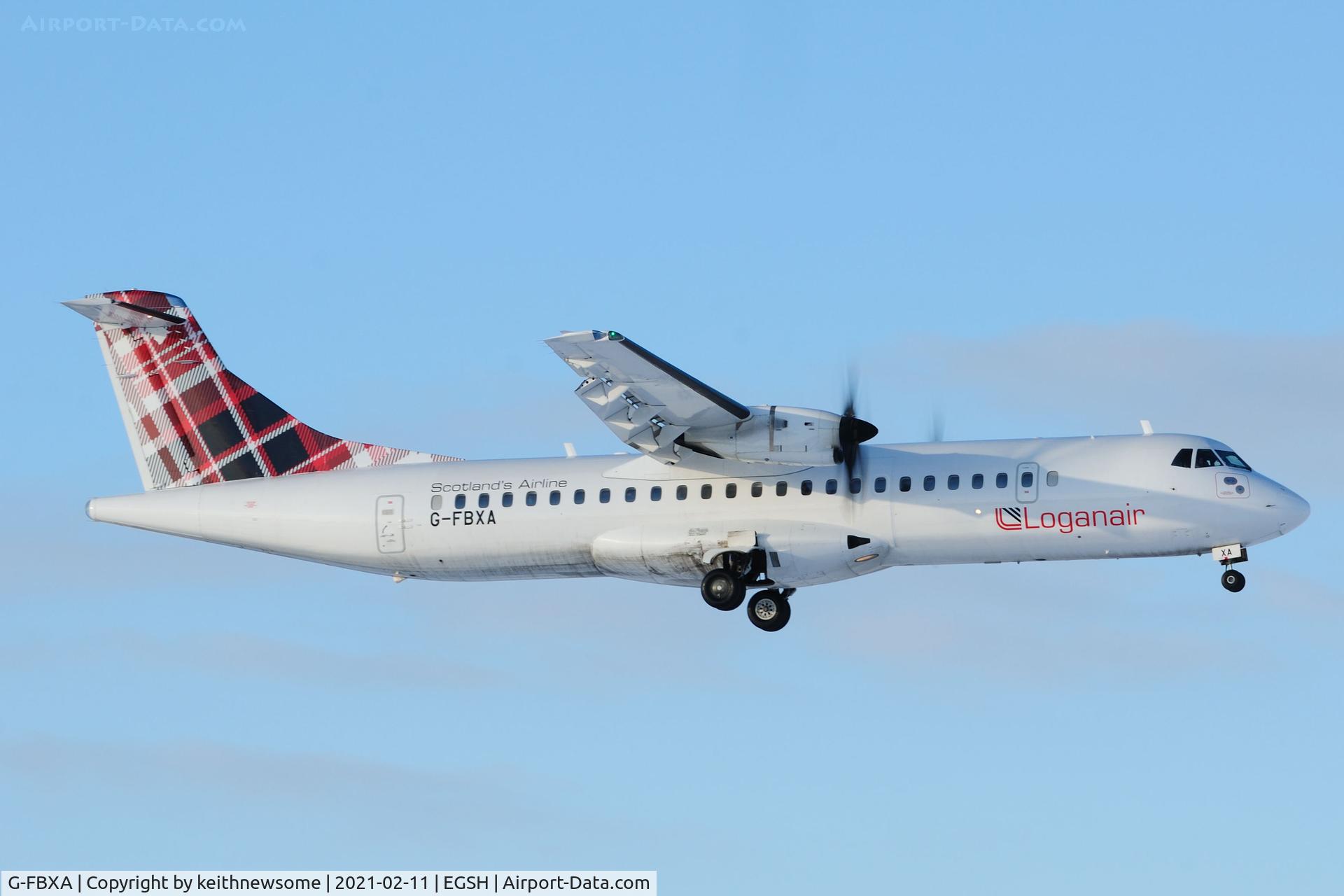G-FBXA, 2015 ATR 72-212A (600) C/N 1260, Arriving at Norwich from Aberdeen.