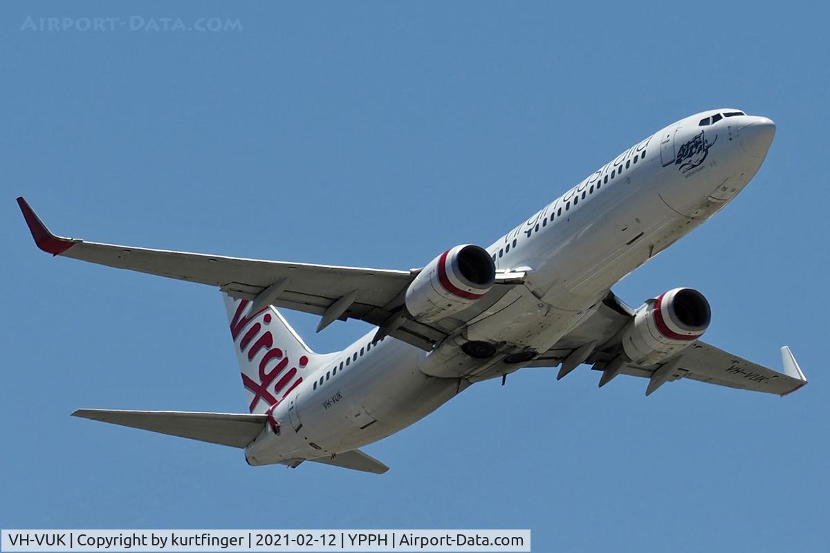 VH-VUK, 2007 Boeing 737-8FE C/N 36602/2353, Boeing 737-800 cn36602 Ln 2353. Virgin Australia VH-VUK Seaford Beach departed rwy 21 YPPH 12 Feb2021