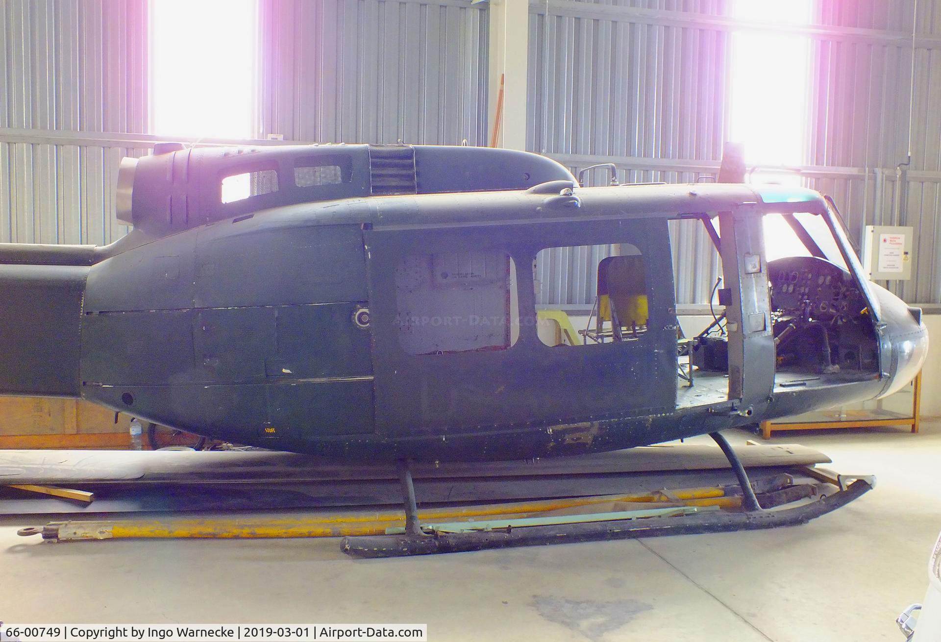 66-00749, 1966 Bell UH-1H Iroquois C/N 5232, Bell UH-1H Iroquois (minus rotors, painted to represent a UH-1D of german borderguards for movie purposes) at the Malta Aviation Museum, Ta' Qali
