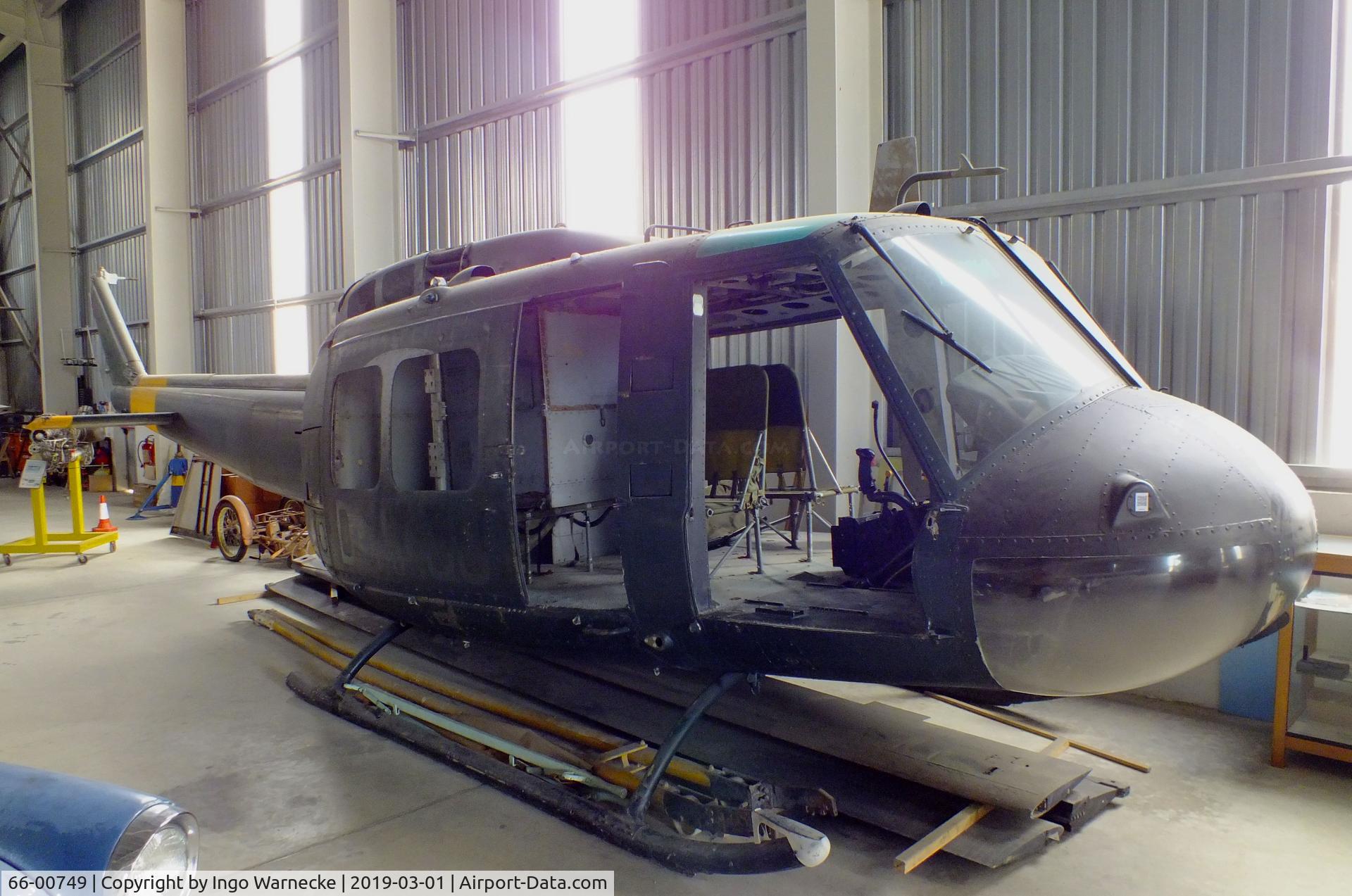 66-00749, 1966 Bell UH-1H Iroquois C/N 5232, Bell UH-1H Iroquois (minus rotors, painted to represent a UH-1D of german borderguards for movie purposes) at the Malta Aviation Museum, Ta' Qali