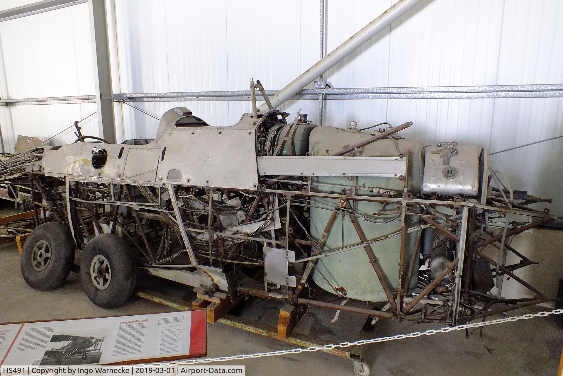 HS491, 1943 Fairey Swordfish Mk2 C/N Not found HS491, Fairey Swordfish Mk2 (remains of a fuselage) awaiting restoration at the Malta Aviation Museum, Ta' Qali