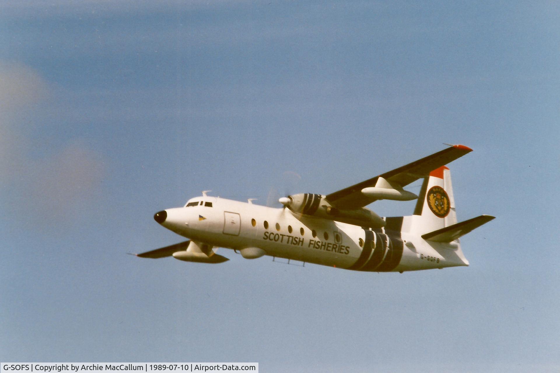 G-SOFS, 1959 Fokker F-27-200 Friendship C/N 10135, Flying over the Irish Grey Zone - between Northern Ireland and the Island of Islay on 17th July 1989.