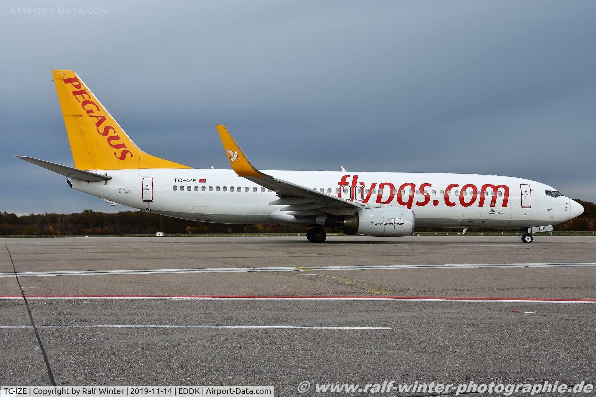 TC-IZE, 2008 Boeing 737-86J C/N 37740, Boeing 737-86J(W) - PC PGT Pegasus 'Elif' - 37740 - TC-IZE - 14.11.2019 - CGN