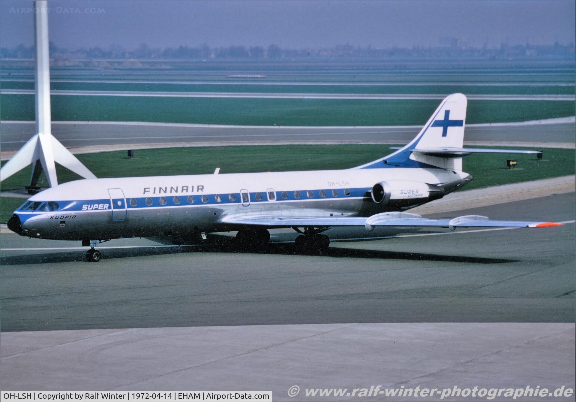OH-LSH, 1966 Sud Aviation SE-210 Caravelle 10B3 Super B C/N 211, Sud Aviation SE-210 Caravelle 10B - Finnair 'Kuopio' - 211 - OH-LSH - 14.04.1972 - EHAM