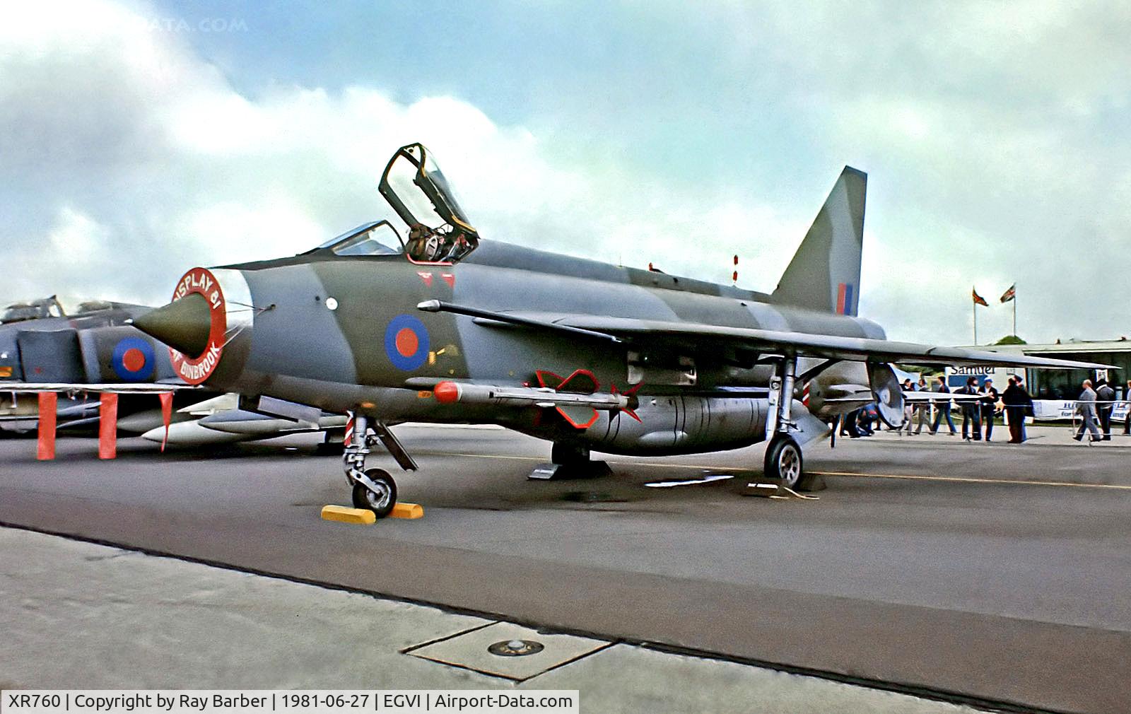 XR760, 1965 English Electric Lightning F.6 C/N 95225, XR760   English Electric Lightning F.6 [95225] (Royal Air Force) RAF Greenham Common~G 27/06/1981