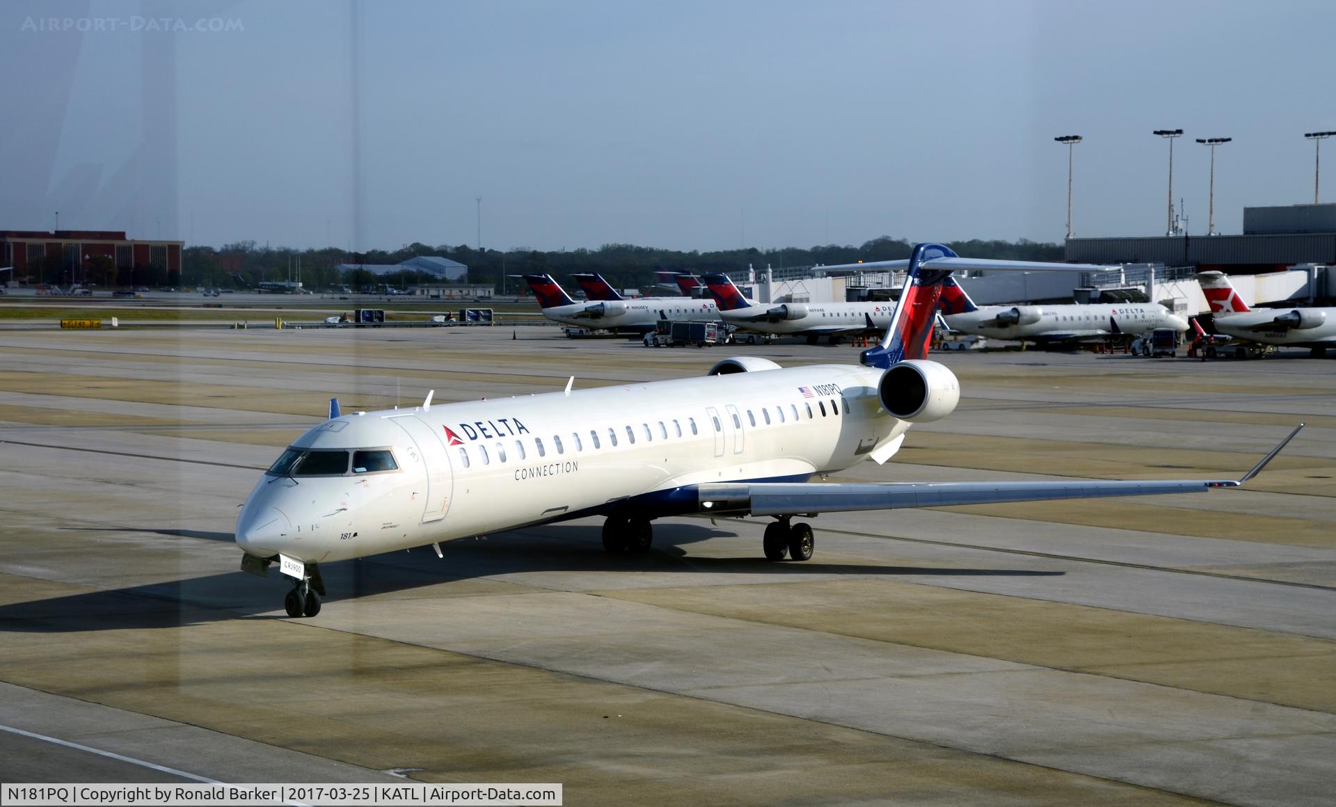 N181PQ, 2008 Bombardier CRJ-900ER (CL-600-2D24) C/N 15181, Taxi for takeoff Atlanta