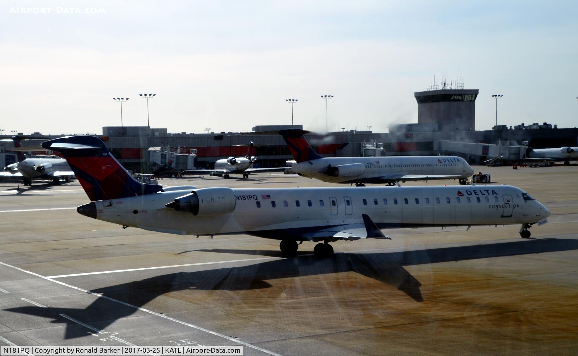 N181PQ, 2008 Bombardier CRJ-900ER (CL-600-2D24) C/N 15181, Taxi for takeoff Atlanta