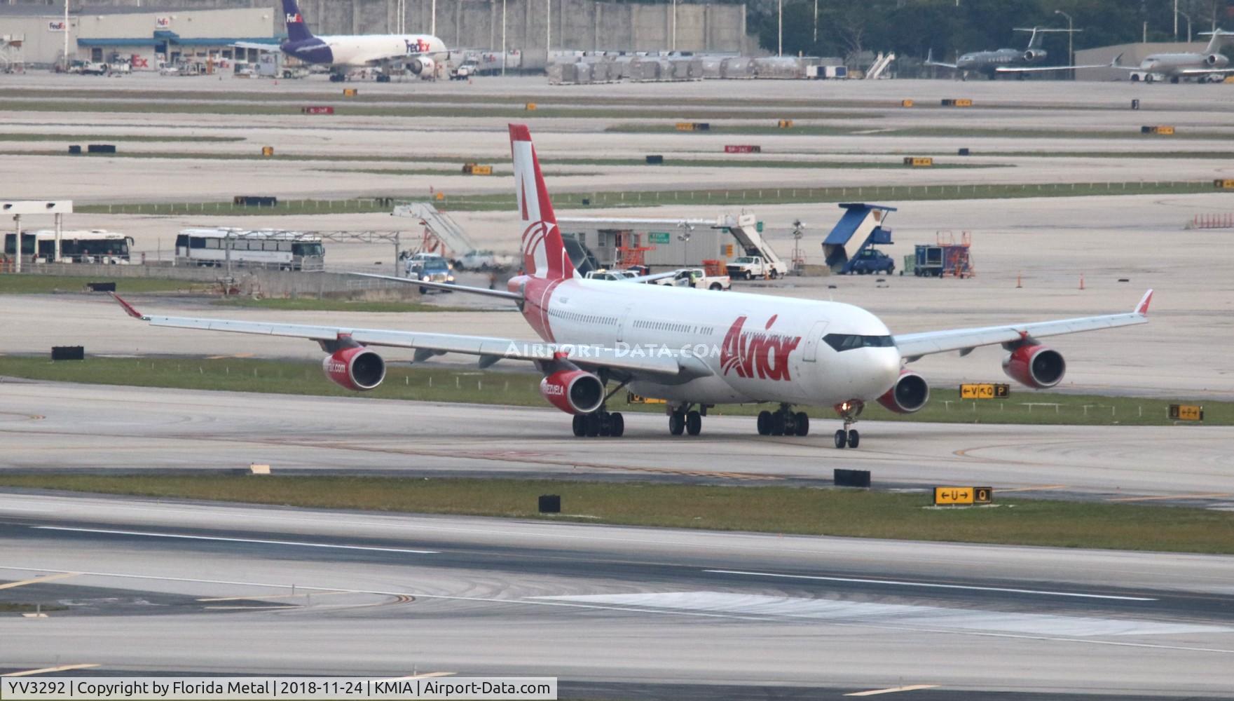 YV3292, 1997 Airbus A340-313 C/N 199, MIA spotting 2018