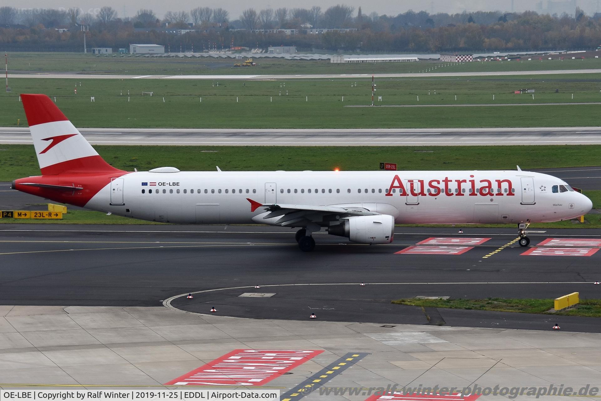 OE-LBE, 1998 Airbus A321-211 C/N 935, Airbus A321-211 - OS AUA Austrian Airlines 'Wachau' - 935 - OE-LBE - 25.11.2019 - DUS