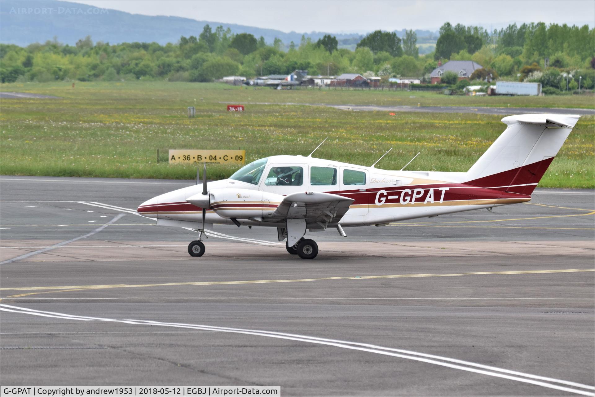G-GPAT, 1981 Beechcraft 76 Duchess C/N ME-398, G-GPAT at Gloucestershire Airport.