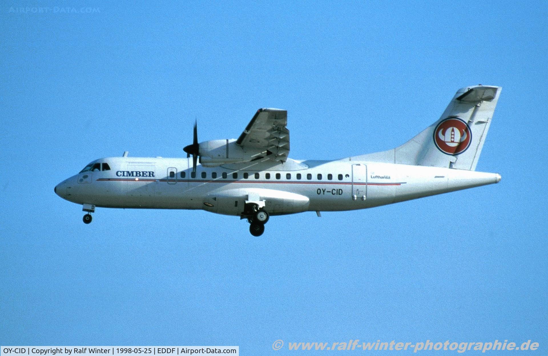 OY-CID, 1988 ATR 42-300 C/N 079, ATR 42-300 - QI CIM Cimber Air opfor Lufthansa 'Lufthansa sticker' - 079 - OY-CID - 25.05.1998 - FRA