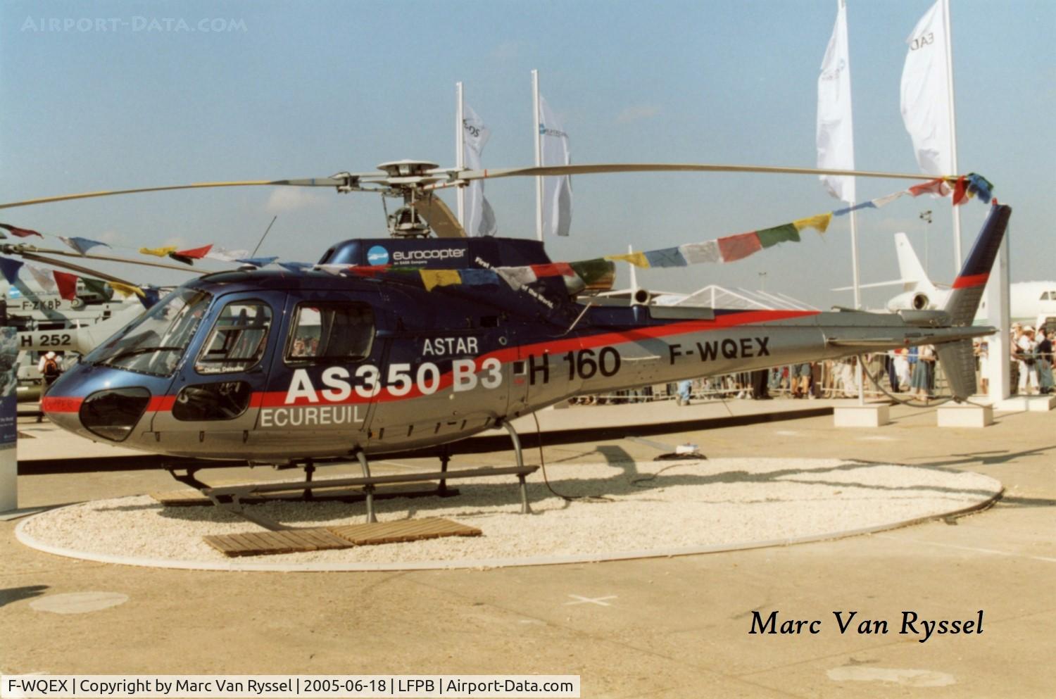 F-WQEX, Eurocopter AS-350B-3 Ecureuil Ecureuil C/N 3934, At the Paris Air Show in 2005. Later became F-HMGM.