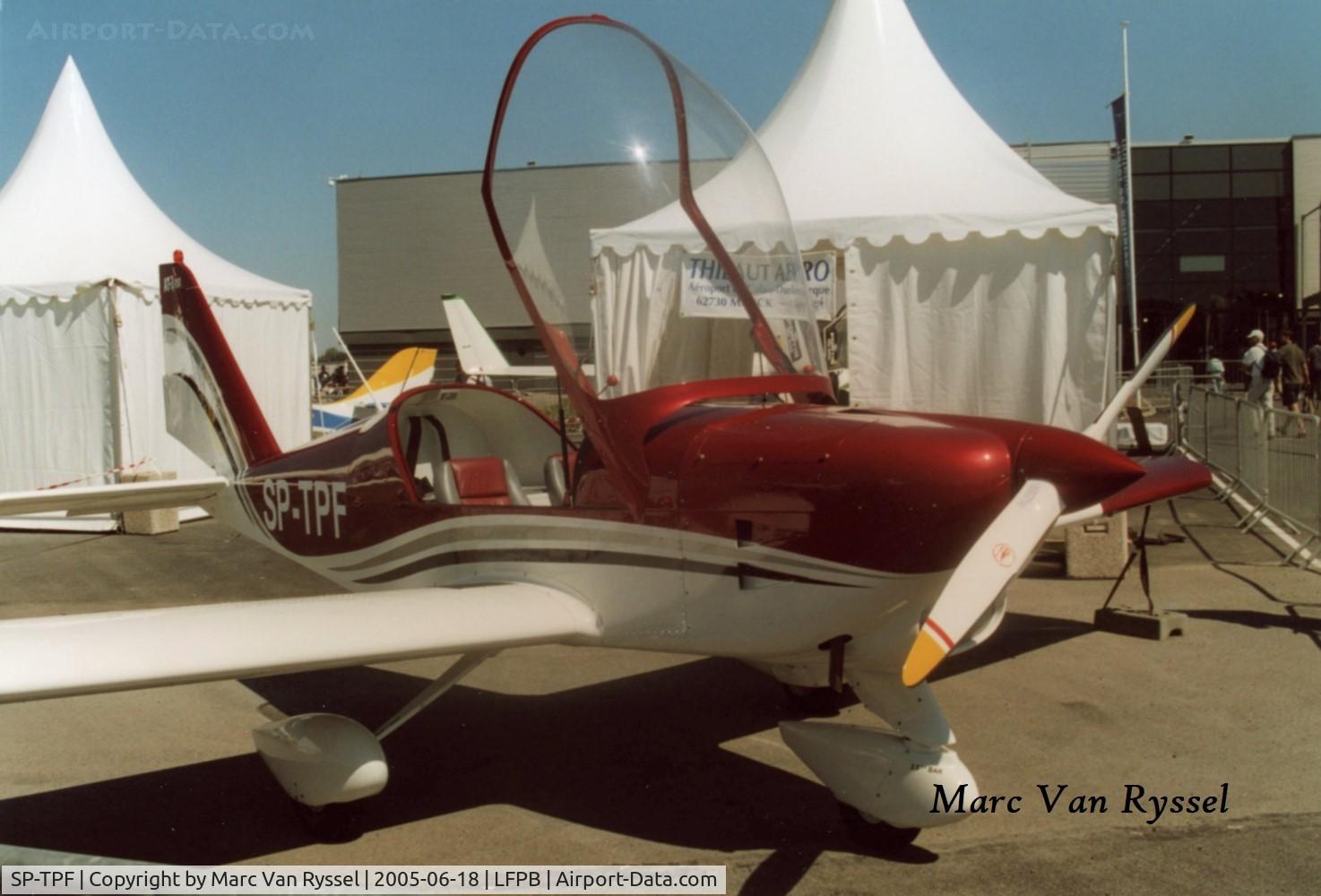 SP-TPF, Aero AT-3 R100 C/N AT3-004, Built in 2005. SP-TPF at Paris / Le Bourget Air Show 2005.
Later became F-GURT.