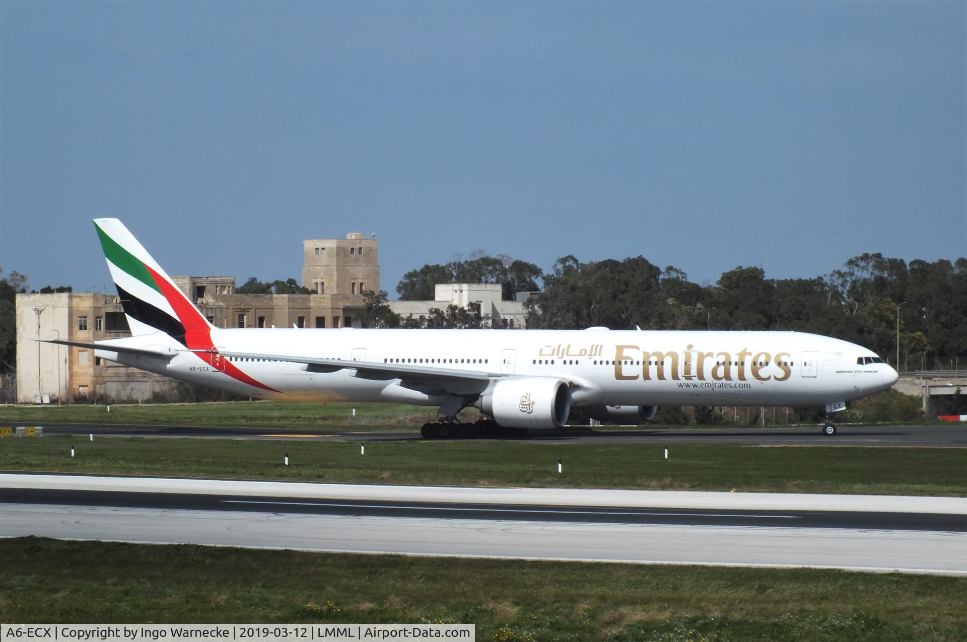 A6-ECX, 2009 Boeing 777-31H/ER C/N 38982, Boeing 777-31H/ER of Emirates at Malta International Airport, Luqa