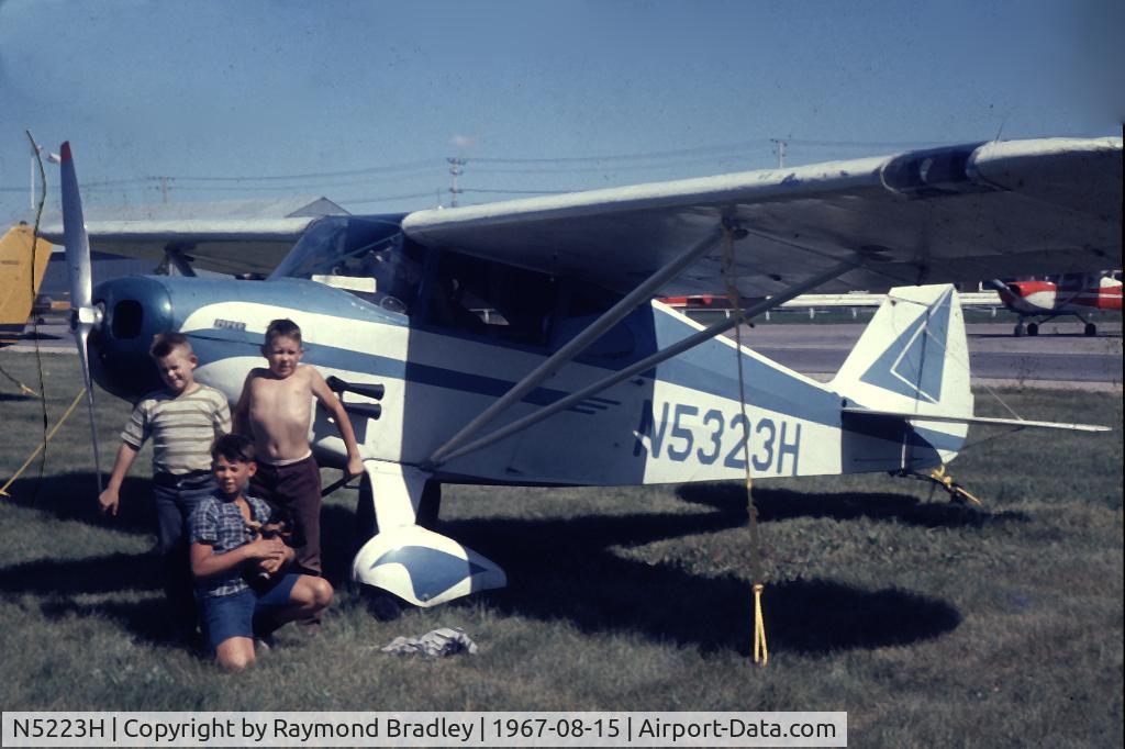 N5223H, 1949 Piper PA-16 Clipper C/N 16-25, PA-16 wearing US Reg. # N5323H likely the year it was imported into Canada. Photo of my brother and I and a family friend circa 1967. Deloraine, Manitoba. Owner at that time was a Milford Kirkpatrick, a minister/missionary from North Battleford Sask.