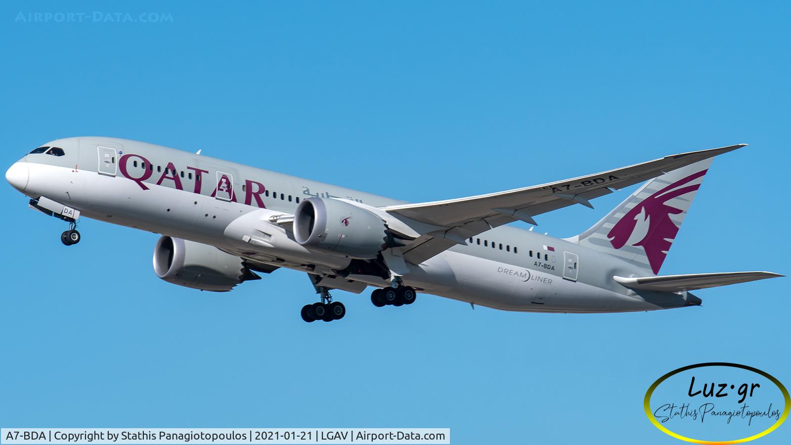 A7-BDA, 2016 Boeing 787-8 Dreamliner Dreamliner C/N 38345, After take off from 21L RWY of Athens International Airport