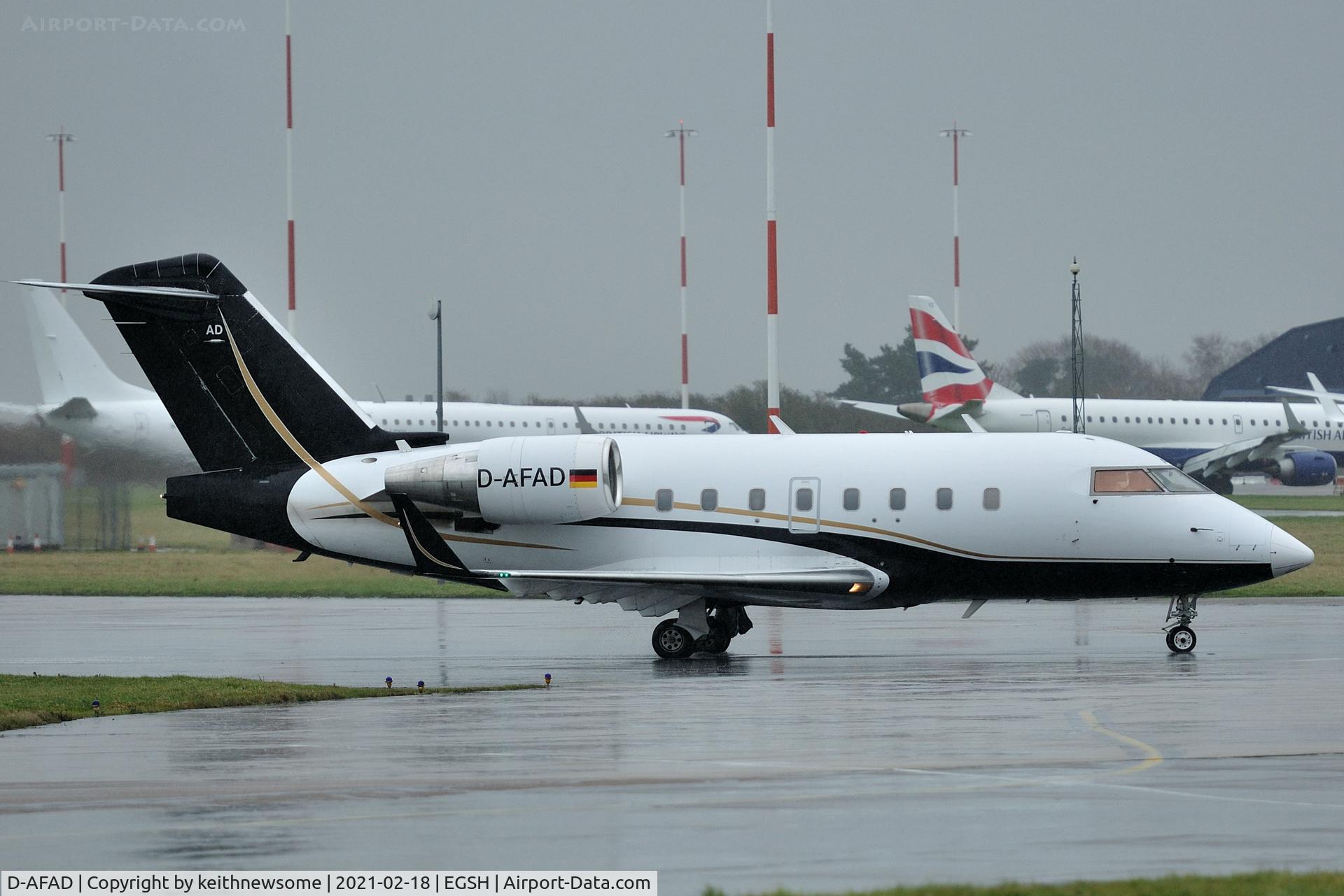 D-AFAD, 1997 Canadair Challenger 604 (CL-600-2B16) C/N 5348, Arriving at Norwich from Nuremberg.