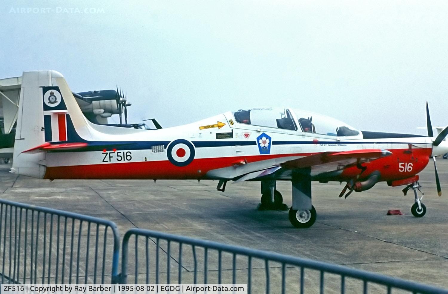 ZF516, 1992 Short S-312 Tucano T1 C/N S160/T131, ZF516   Short Tucano T.1 [T131] (Royal Air Force) RAF St Mawgan / Newquay~G 02/08/1995