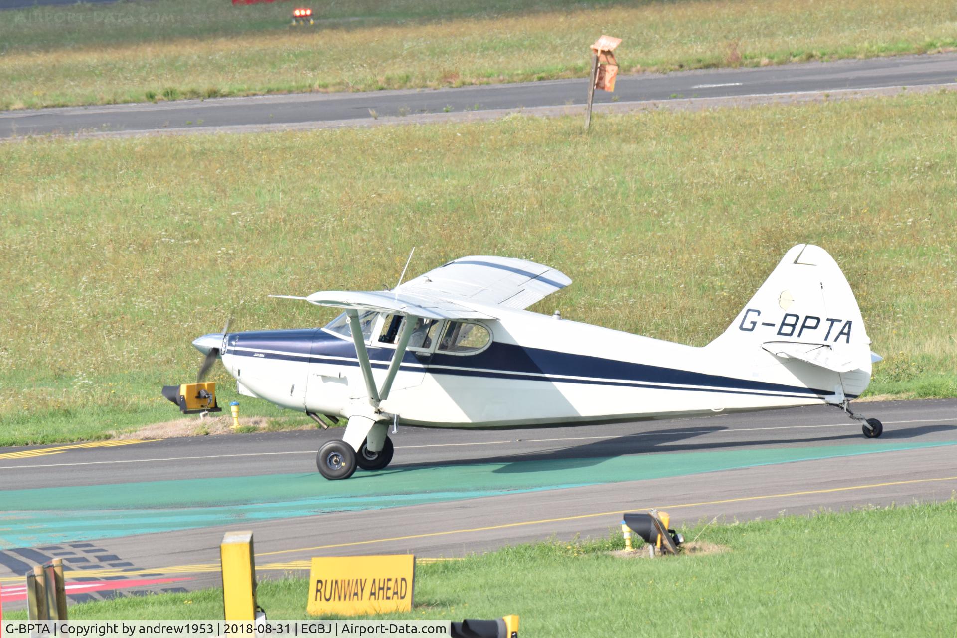 G-BPTA, 1947 Stinson 108-2 Voyager C/N 108-3429, G-BPTA at Gloucestershire Airport.