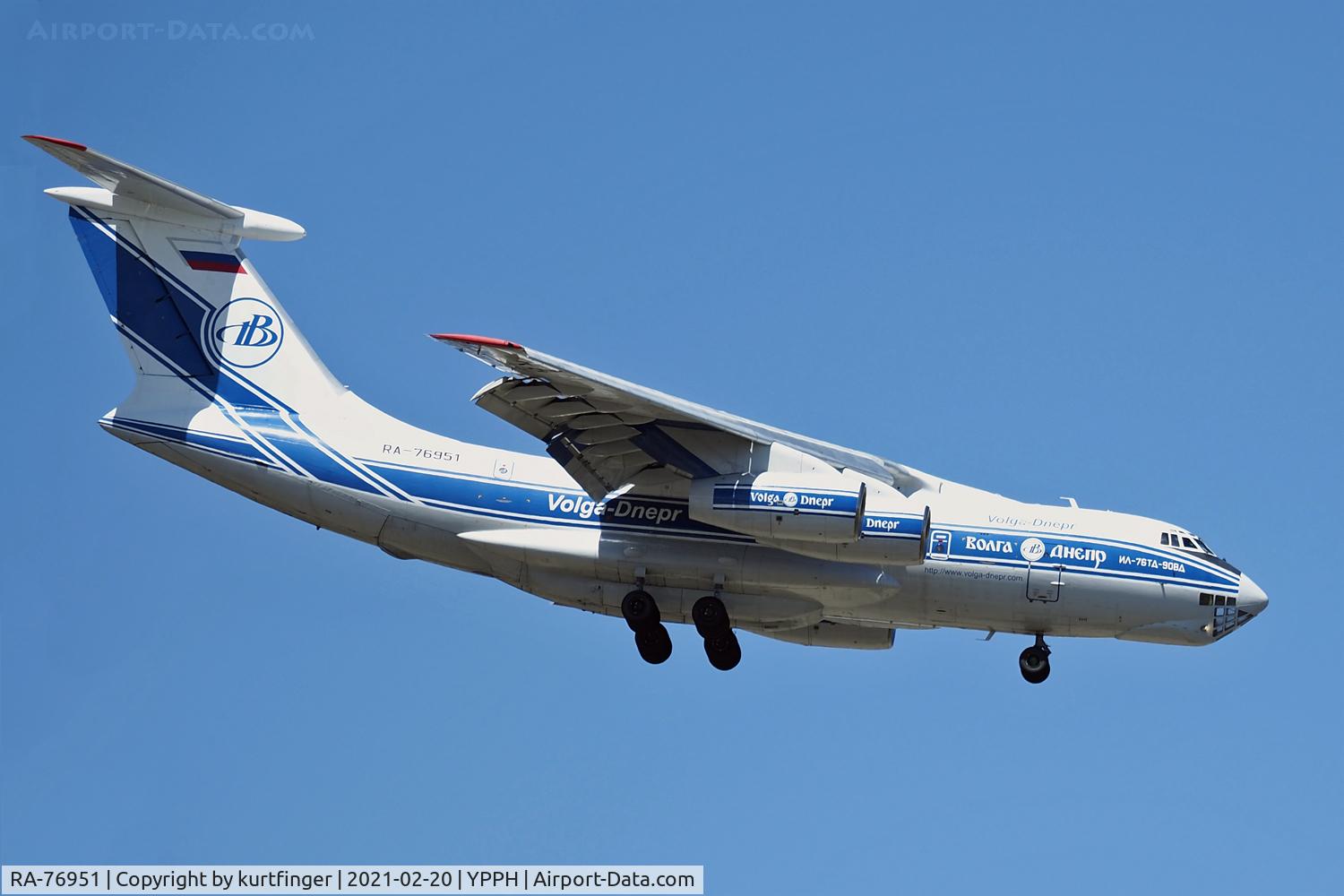 RA-76951, 2007 Ilyushin Il-76TD-90VD C/N 2073421704, Ilyushin IL-76 cn 2073421704. Volga-Dnepr RA-76951 final rwy 21 YPPH 20 February 2021