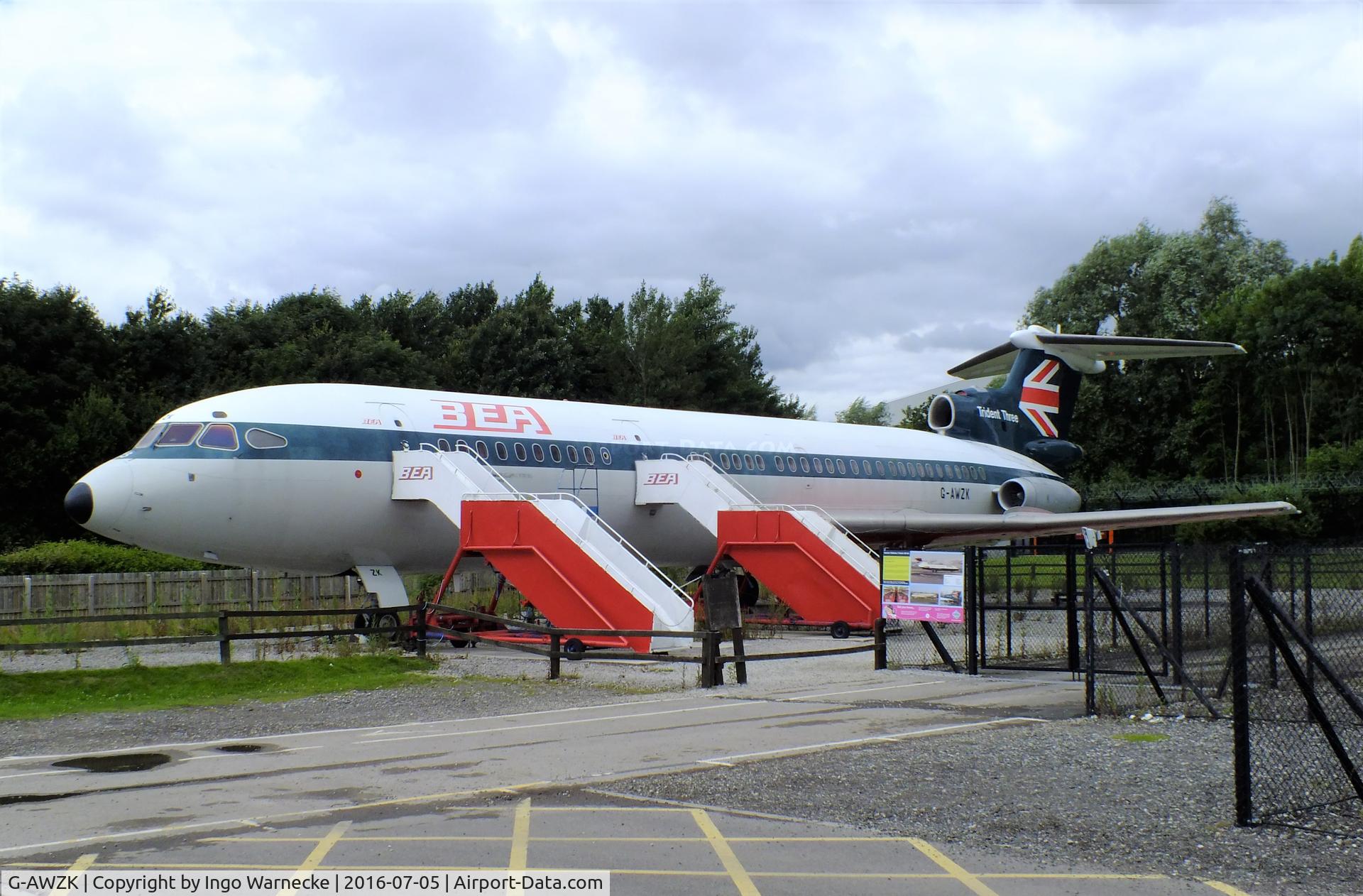 G-AWZK, 1971 Hawker Siddeley HS-121 Trident 3B-101 C/N 2312, Hawker Siddeley HS.121 Trident 3B at Manchester Airport Viewing Park