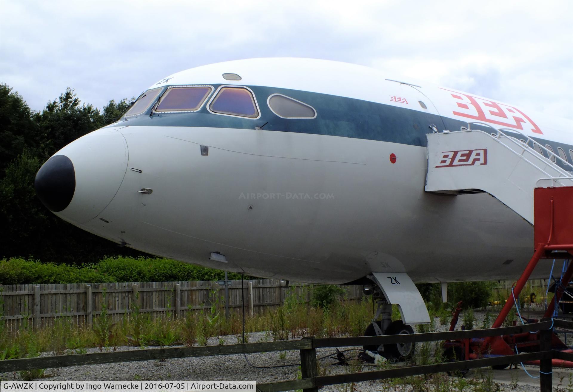 G-AWZK, 1971 Hawker Siddeley HS-121 Trident 3B-101 C/N 2312, Hawker Siddeley HS.121 Trident 3B at Manchester Airport Viewing Park