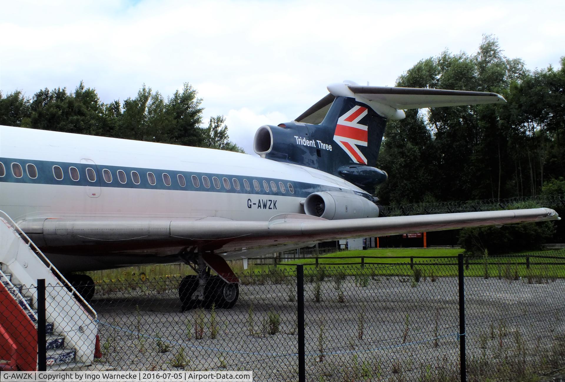 G-AWZK, 1971 Hawker Siddeley HS-121 Trident 3B-101 C/N 2312, Hawker Siddeley HS.121 Trident 3B at Manchester Airport Viewing Park