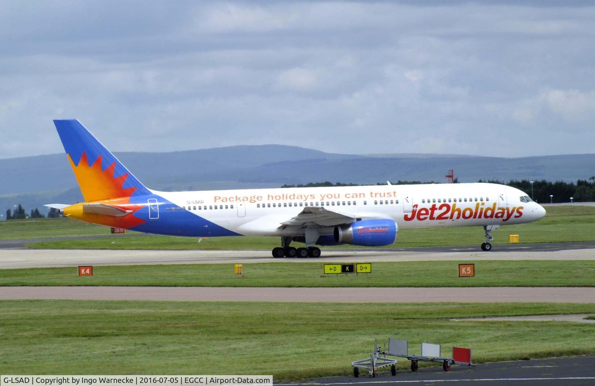 G-LSAD, 1989 Boeing 757-236 C/N 24397, Boeing 757-236 of jet2holidays at Manchester airport