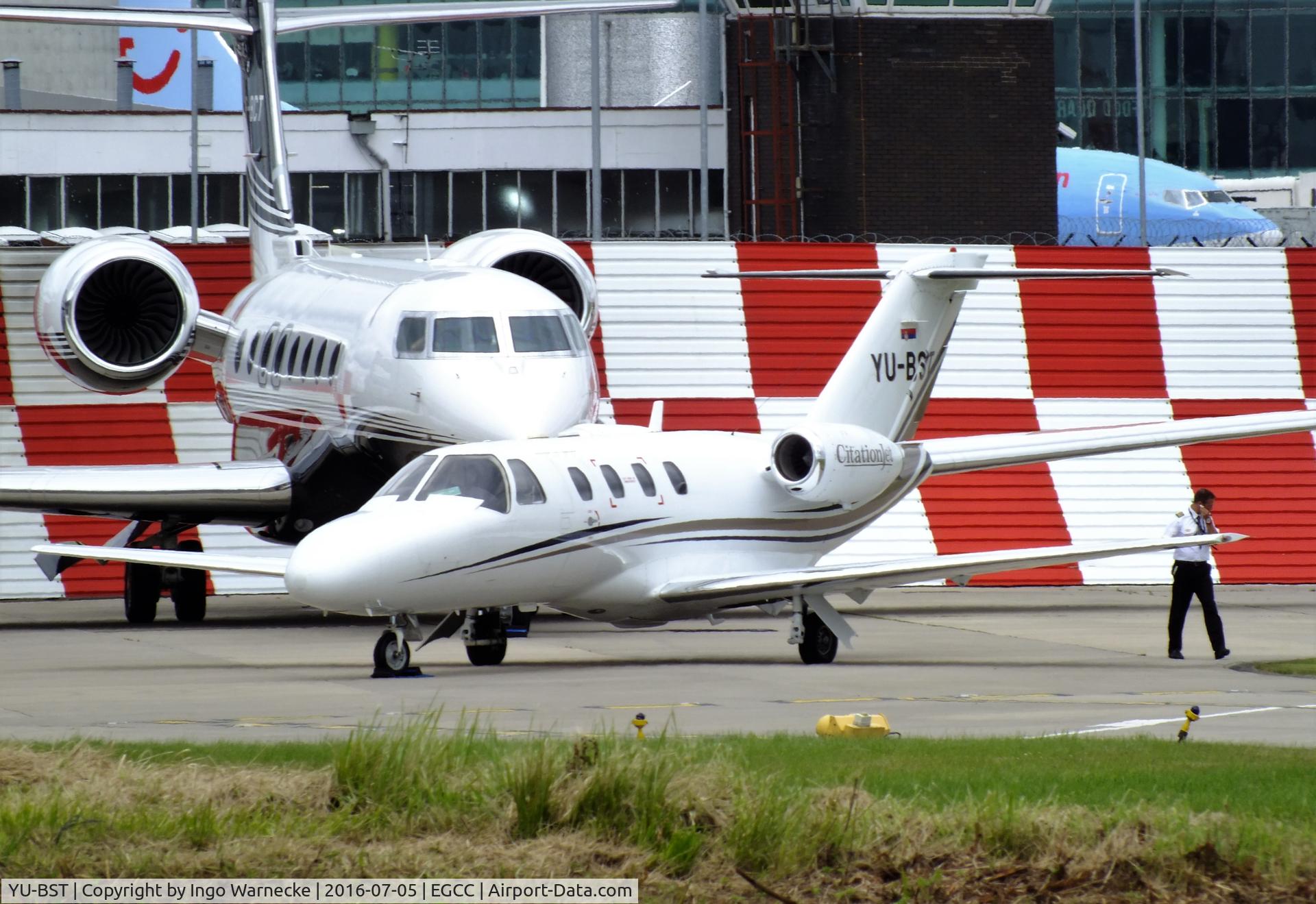 YU-BST, 1993 Cessna 525 CitationJet CJ1 C/N 525-0022, Cessna 525 CitationJet CJ1 at Manchester airport