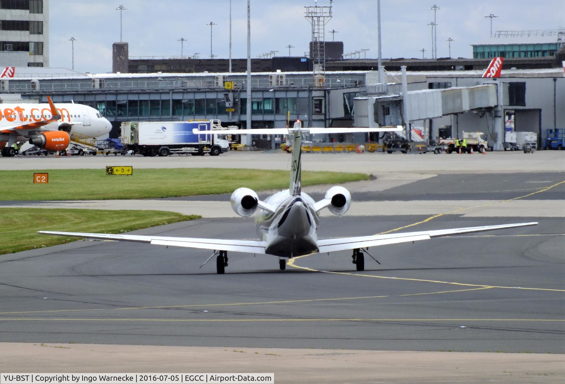 YU-BST, 1993 Cessna 525 CitationJet CJ1 C/N 525-0022, Cessna 525 CitationJet CJ1 at Manchester airport