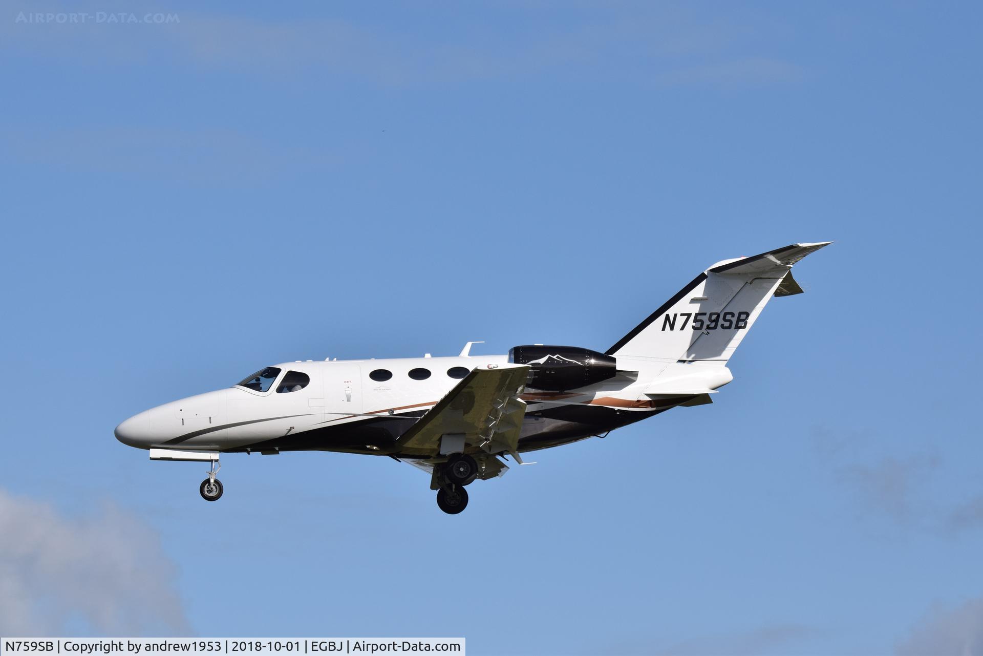 N759SB, 2012 Cessna 510 Citation Mustang Citation Mustang C/N 510-0403, N759SB at Gloucestershire Airport.